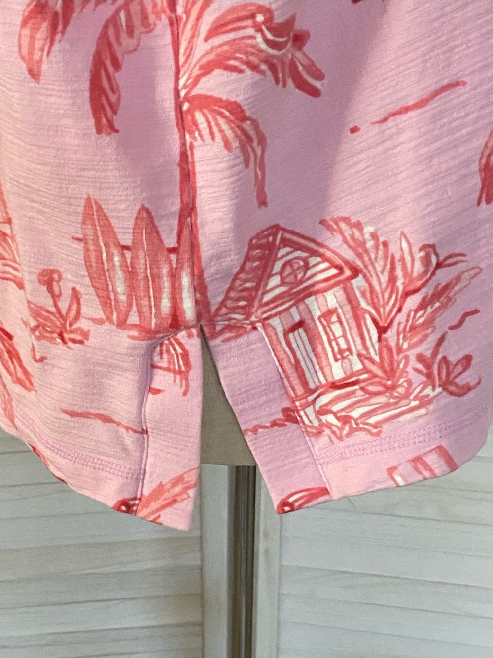 T by Talbots Pink Tropical Palm Print Quarter Zip Long Sleeve Top SZ XL uPF 50+ - Picture 5 of 15